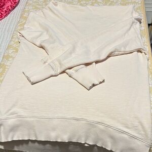 Pilcro and the Letterpress Off-the-Shoulder Cream Sweater